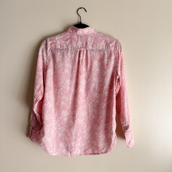 J. Crew Pink + White Floral Print Ultimate Everyday Button Up Shirt - Size 4 - Picture 8 of 10